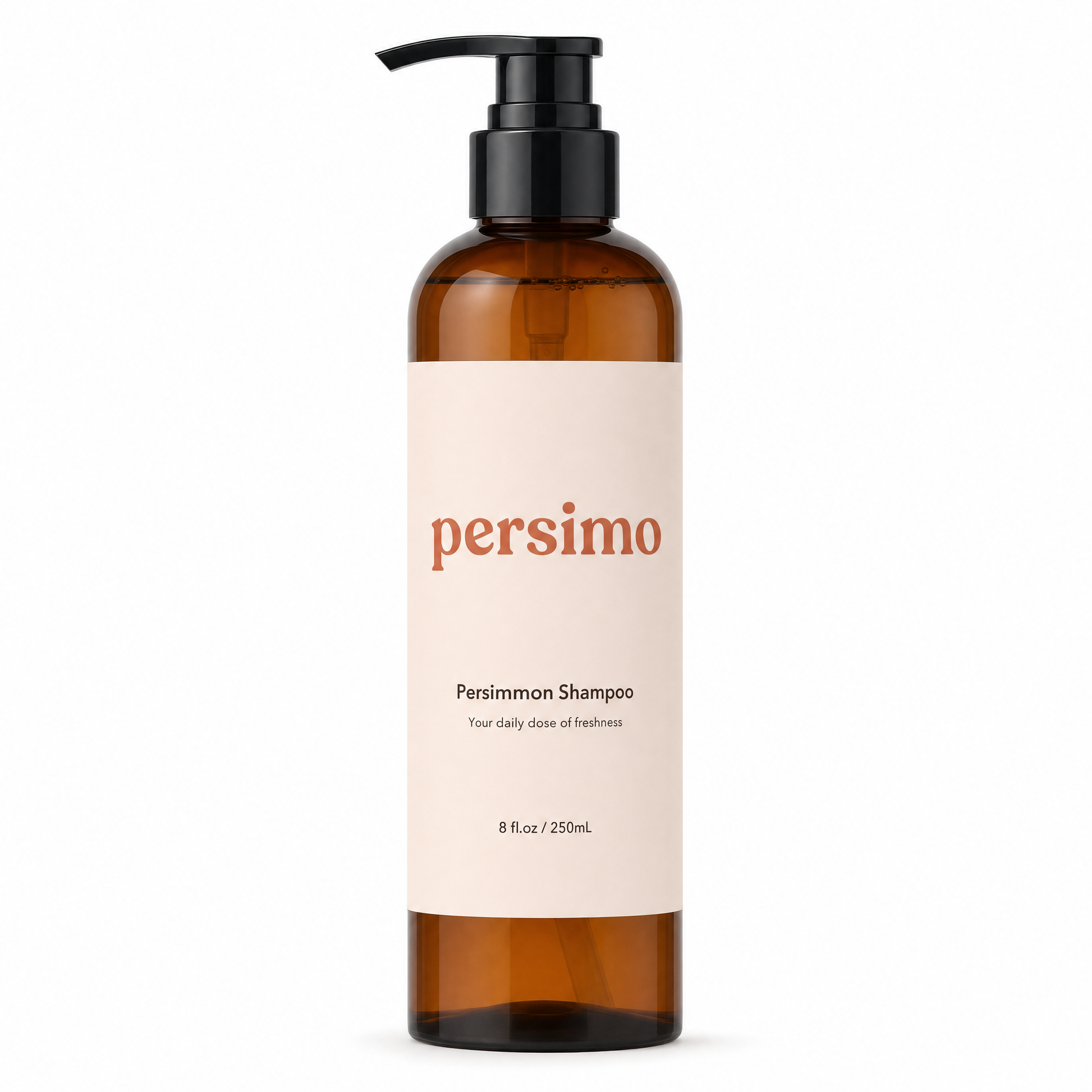 persimo Persimmon Shampoo 250ml amber pump bottle, front