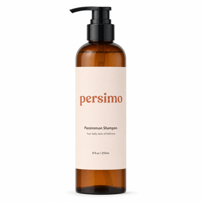 persimo Persimmon Shampoo 250ml amber pump bottle, front