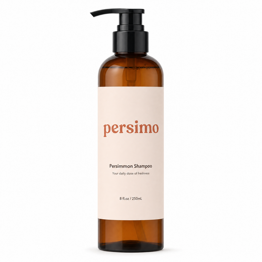 persimo Persimmon Shampoo 250ml amber pump bottle, front