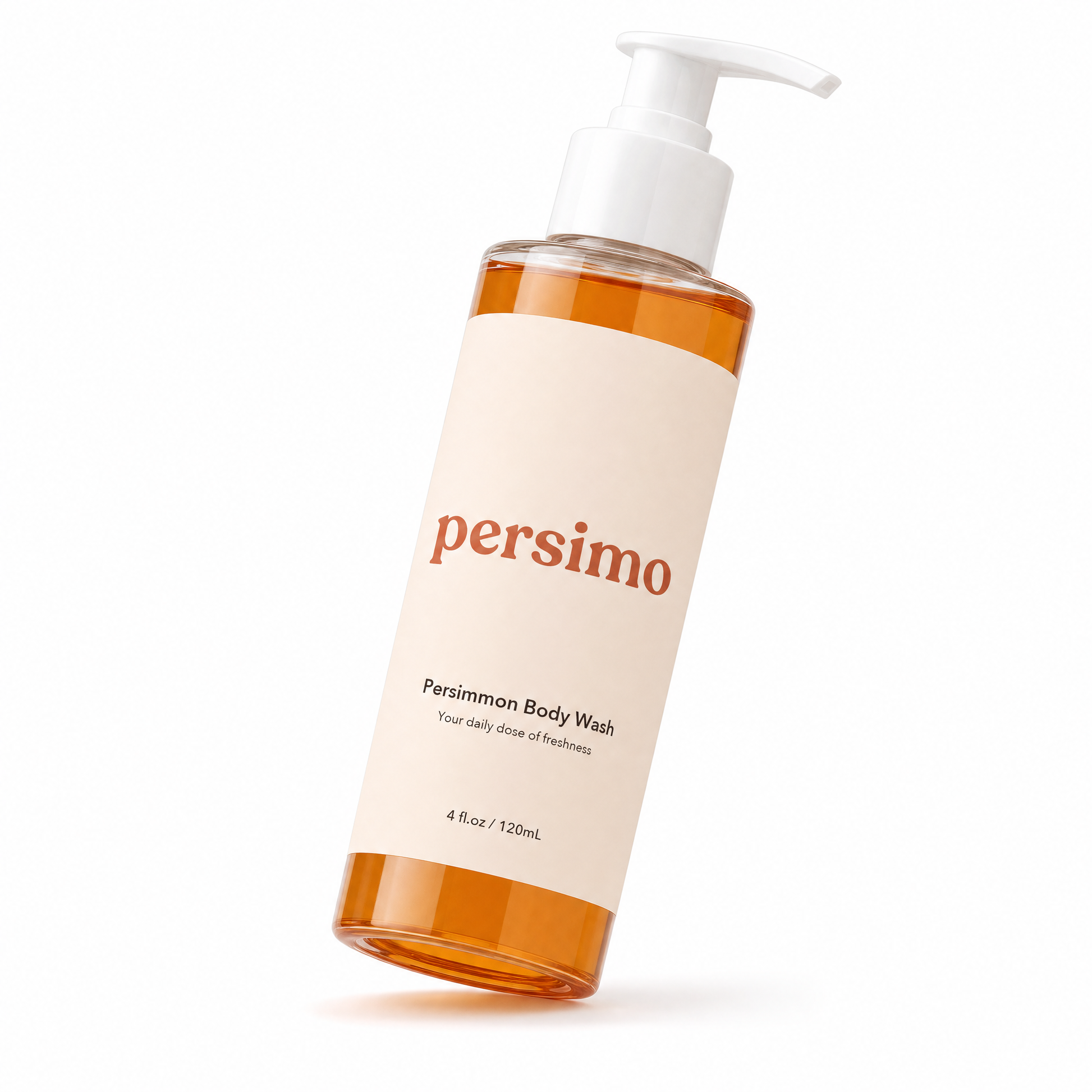 persimo Persimmon Body Wash 120ml bottle, angled view