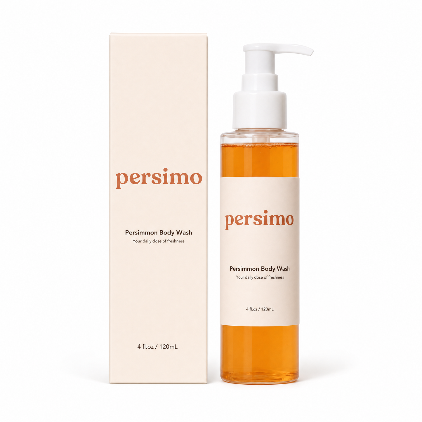 persimo Persimmon Body Wash 120ml bottle with carton, front